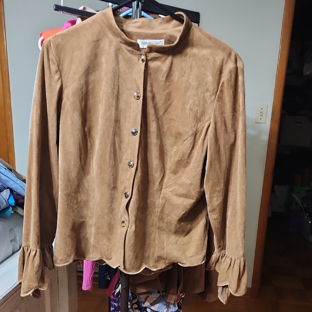 Coldwater Creek Tan Blazer with Stand-Up Collar